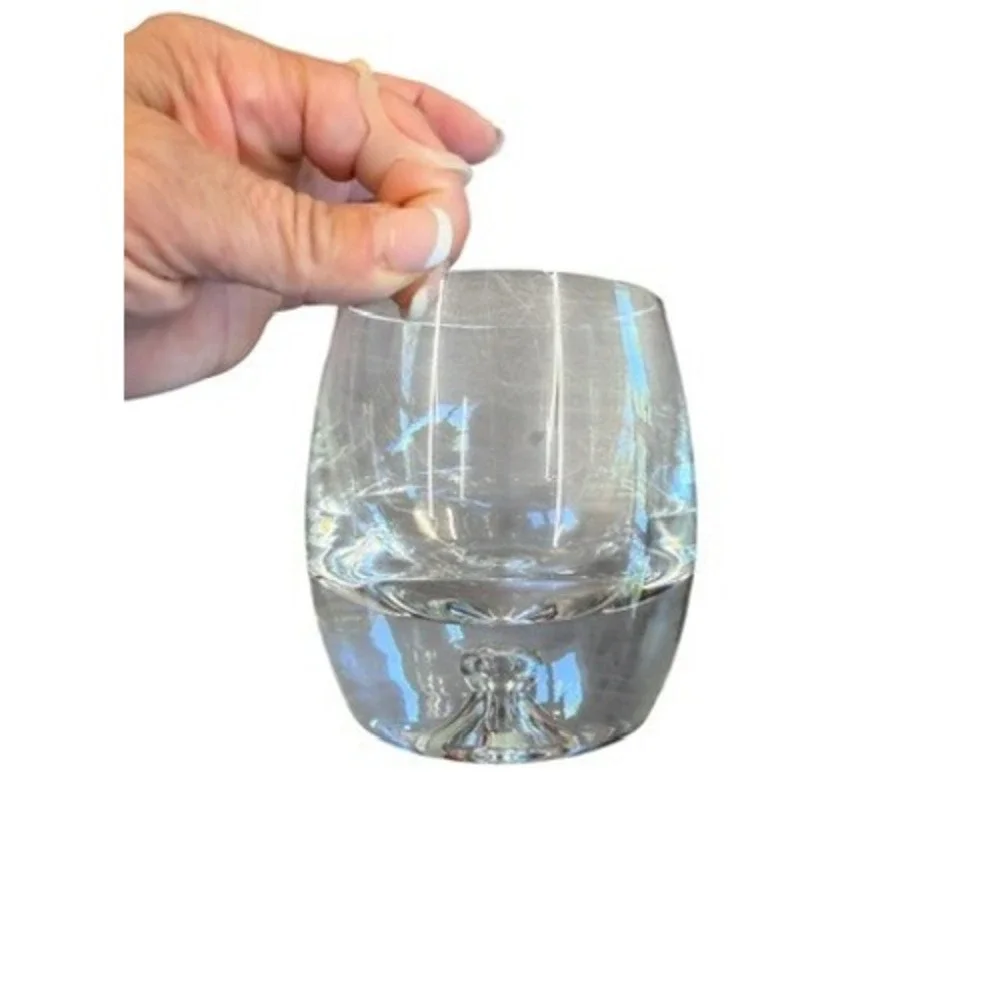 Set of 2 Heavy Base Crystal Whiskey Glasses with Controlled Bubble 3.5in